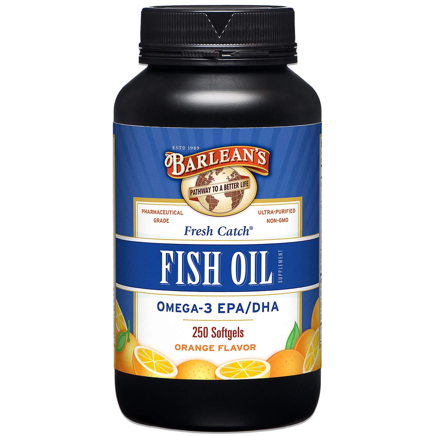 Barlean's Fresh Catch Fish Oil Supplement Softgels with EPA DHA Omega 3 Orange Flavor Ultra