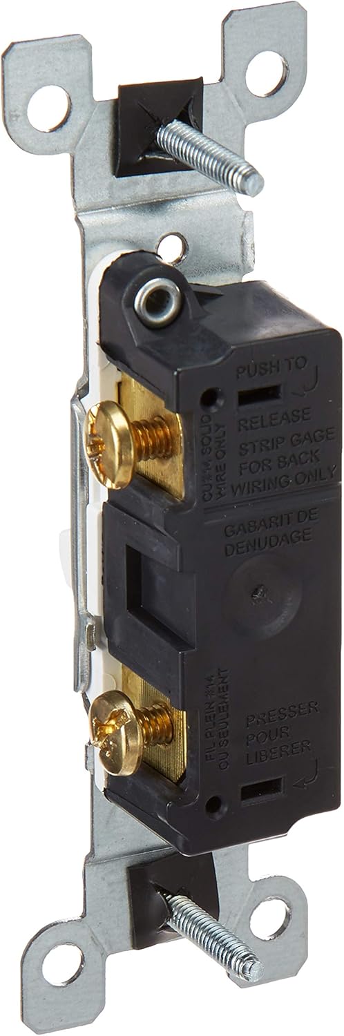 Leviton 1451-2T Framed Grounded Toggle Switch, 120 V, 15 A, 1 P, Count, Light Almond - Wall Light Switches - 
