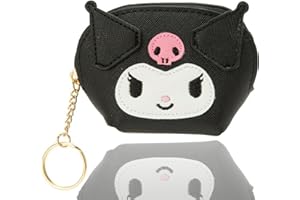AKUTOER Kawaii Coin Purse Keychain,Cute Wallets for Teen Girls，Cartoon Wallet for Backpack Decoration (Kuro)