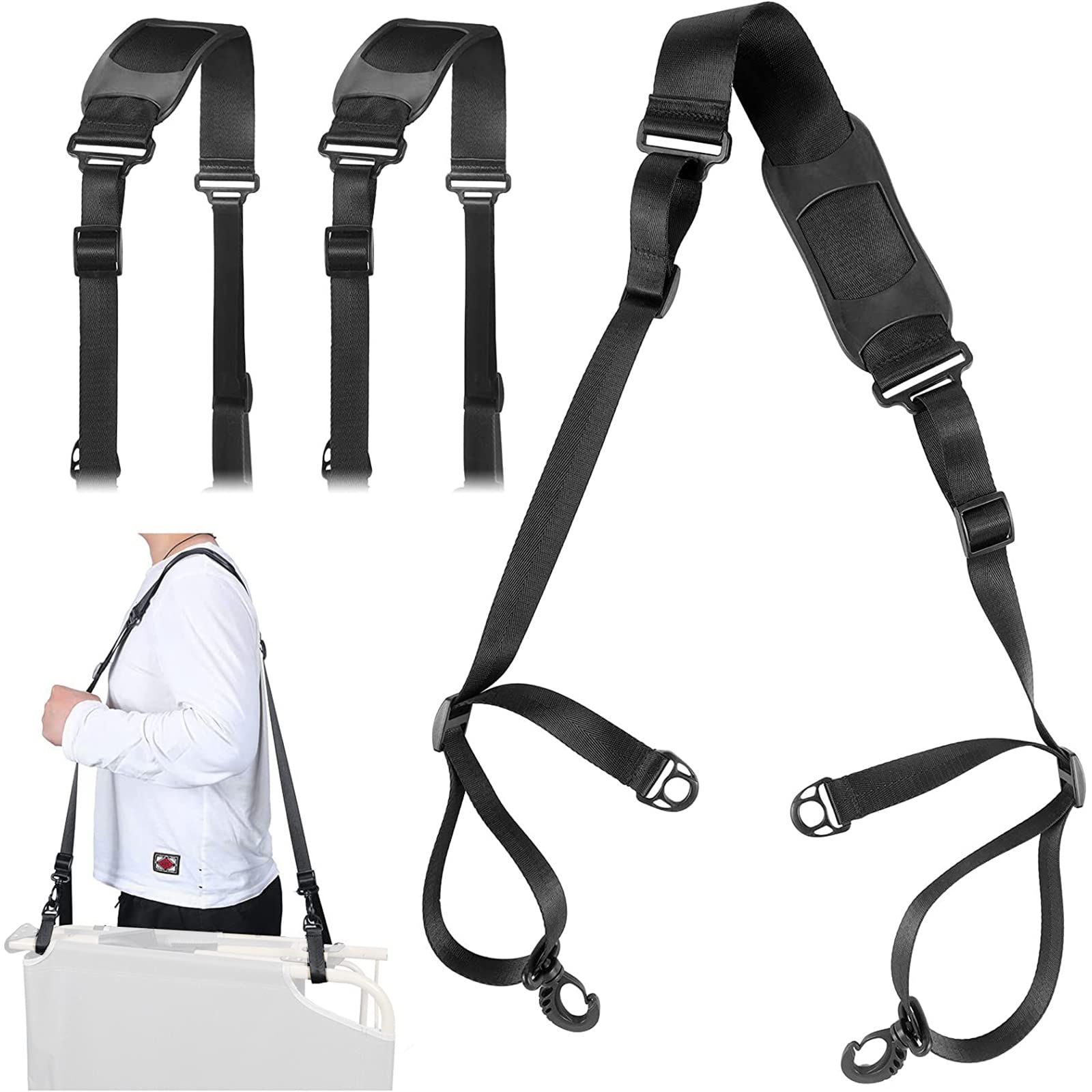 BigTron 2 Pack Beach Chair Carry Strap With Buckle Design for Folding Chair Adjustable Carry Strap for Beaches, Camping, Backpacking, Picnics, Outdoor and Other Items