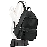Black School Backpack for Teens Boys Girls Cute Corduroy Bookbag Classic Casual High School Bag Lightweight College Backpack For Women Men