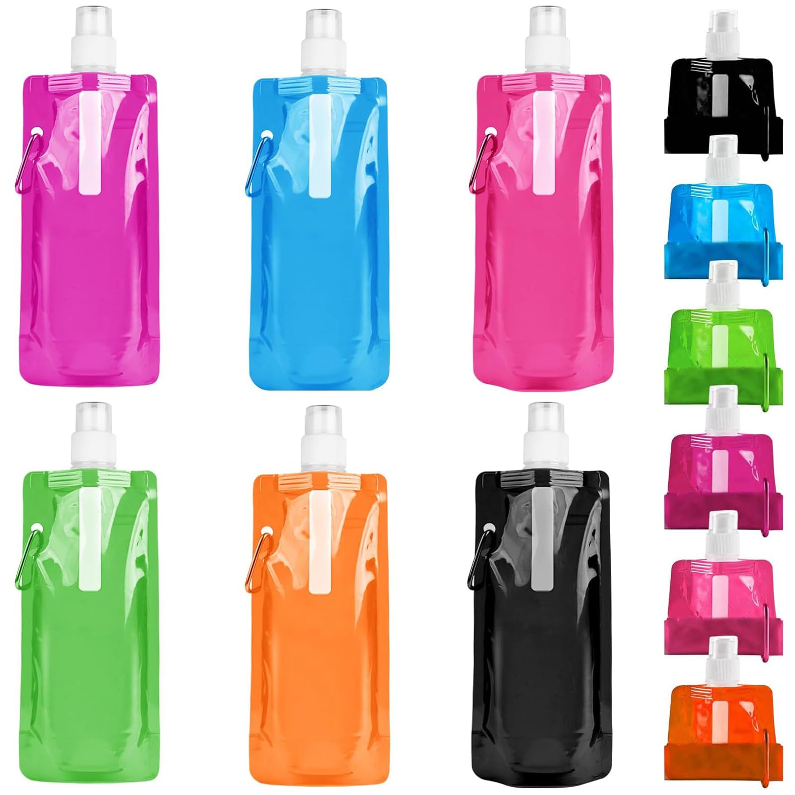 mohito 6 Pieces Collapsible Water Bottle, 500 ml Collapsible Water Bottle Set, Reusable Flexible Bottle, for Outdoor Sports, Hiking, Adventure, Cycling