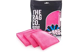 The Rag Company - Premium FTW Microfiber Cleaning Towels for Glass, Windows, Mirrors, Polished Surfaces - Streak-Free, Scratchless, 16" x16”, Pink, 3-Pack