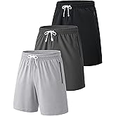Liberty Imports 3 Pack Mens Sweat Shorts Athletic Casual Jogger Shorts with Zipper Pockets, Terry Performance Tech Activewear