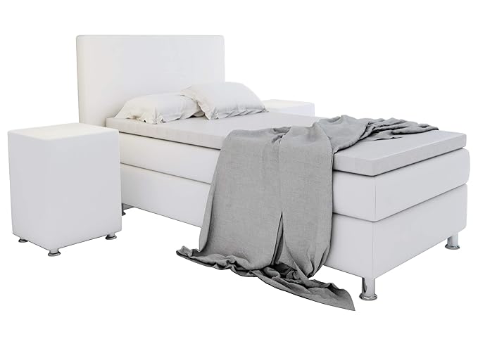 Home Collection24 GmbH Boxspringbett 90x200 cm mit Federkern-Matratze Topper in H3 Hotelbett Einzelbett Kostenlose Anlieferun