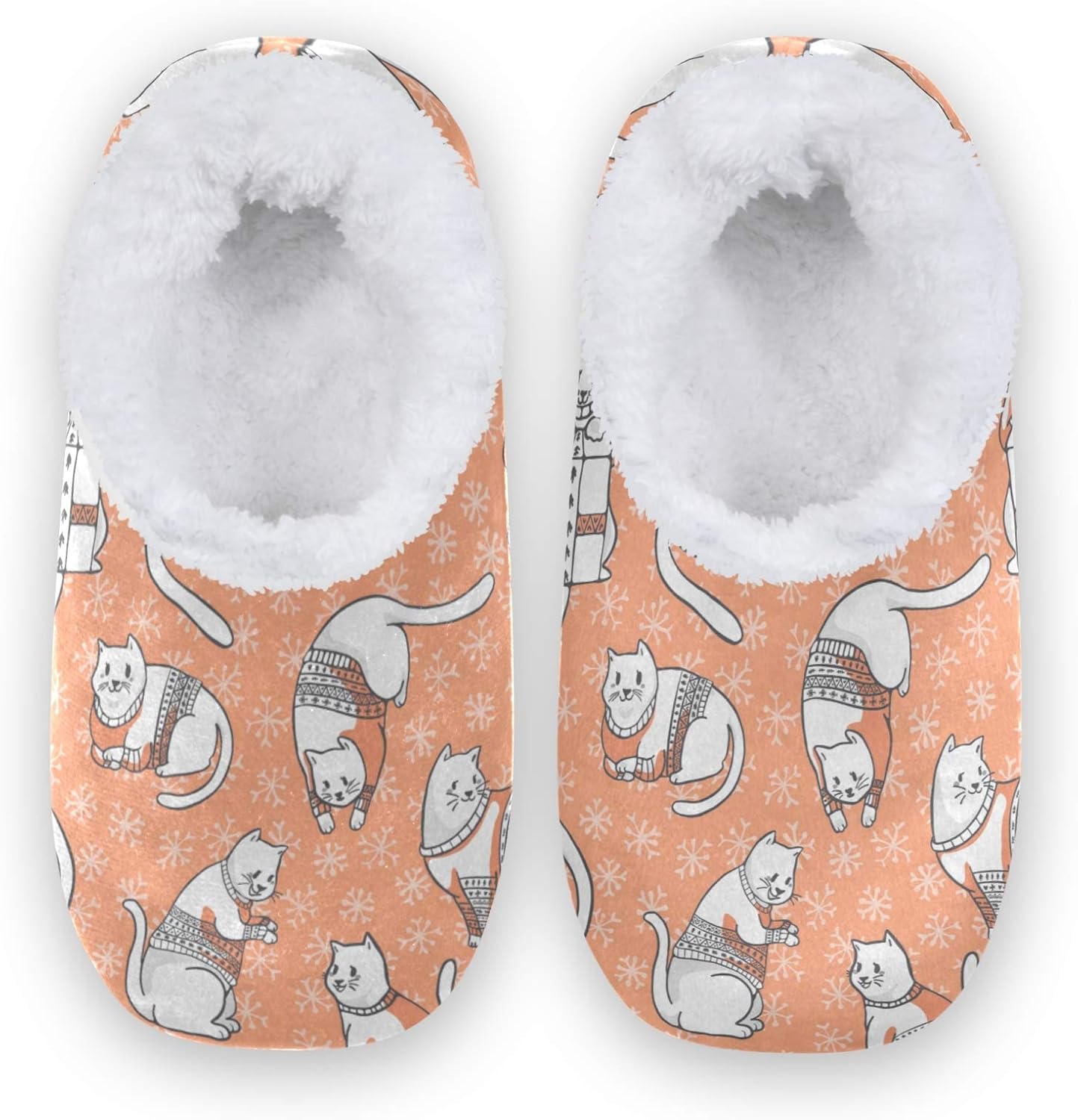 Naanle Winter Fat Cat Women's Closed Back House Slippers
