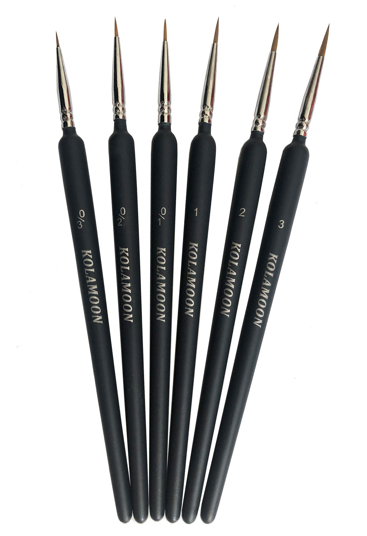 KOLAMOON 6 Pieces Fine Detail Paint Brushes Set Miniature Artist Paint Brushes set for Acrylic Painting, Watercolor, Model, Oil painting