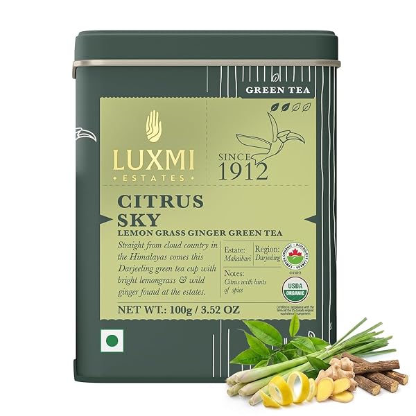 LUXMI ESTATES CITRUS SKY GREEN TEA 100GM TIN...