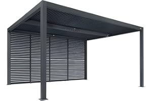 PURPLE LEAF Louvered Pergola Accessory 94AS Aluminum Louver Grille for Optimal Privacy, Sunlight Control Four Panels a Complete 14' Side Fixed Shutter Wall, Pergola Not Included