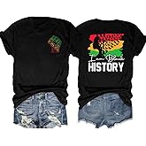 PECHAR Black History Shirts for Women: Black History Month Shirt Afro American Graphic Tees Freedom Casual African Tops