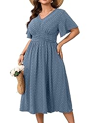 RWJ Women's Plus Size Maxi Dress V Neck Short