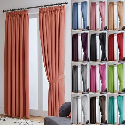 John Aird Blackout Curtains Coral Pencil Pleat 2 Panels 90x90 in