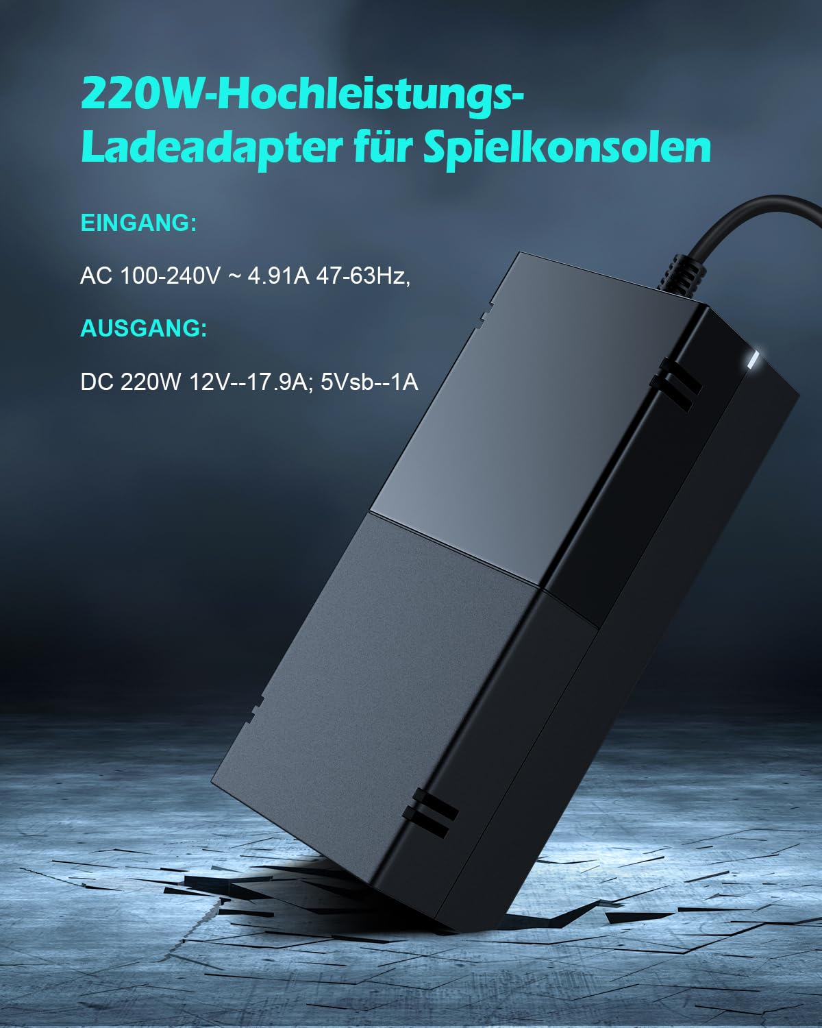 Polerty Netzteil für Xbox One Konsolen Adapter Ladegerät mit EU Ladekable onsole Ersatz Kit Netzteile Brick De Ladekable 3