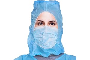 EZGOODZ Blue Disposable Hood Caps One Size. Pack of 100 Disposable Bouffant Hoods. 18 GSM Polypropylene Disposable Hoods with Elastic Band. Well-Ventilated Protective Caps Hoods Hairnets Unisex
