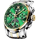 OLEVS Automatic Men Watch Self Winding Mechanical Luxury Dress Moon Phase Stainless Steel Waterproof Luminous Calendar Wrist Watch