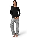 HUE womens Timeless Soft Jersey Winter Pajama Gift Set Includes Top and Printed Pj Pant