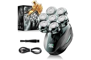 CYRUZI Head Shavers for Bald Men: Upgraded Detachable Head Shaver - IPX7 Waterproof Wet or Dry Electric Razor for Men - 7D LED Display Rechargeable Shaving Grooming Kit with Type-C Charge