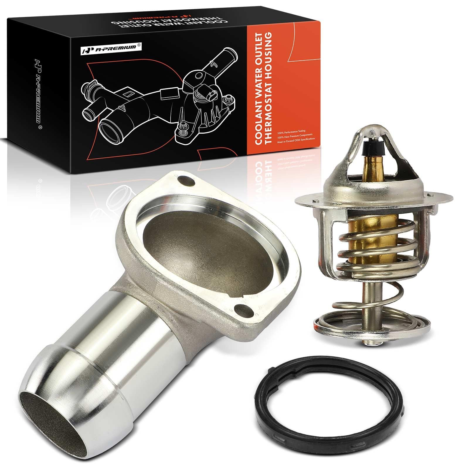 Photo 1 of A-Premium Coolant Thermostat Housing Assembly Compatible with Chevy, GMC, Pontiac, Cadillac, Buick & Workhorse Cars - 1997-2012 - Silverado, Express, Savana, Corvette, Yukon, Escalade, W16, W62 & More