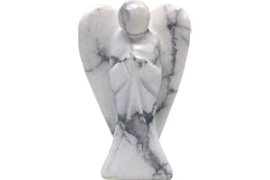 Nelson Creations, LLC Howlite 2 Inch Hand-Carved Guardian Angel Natural Gemstone Healing Figurine