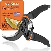 Gerossi Premium Bypass Pruning Shears for Gardening, 7" Heavy Duty Pruners | Ultra Sharp Japanese Grade High Carbon Steel Blade, Soft Cushion Grip Handle, Rust Resistant, Cuts Branches, Roses, Stems