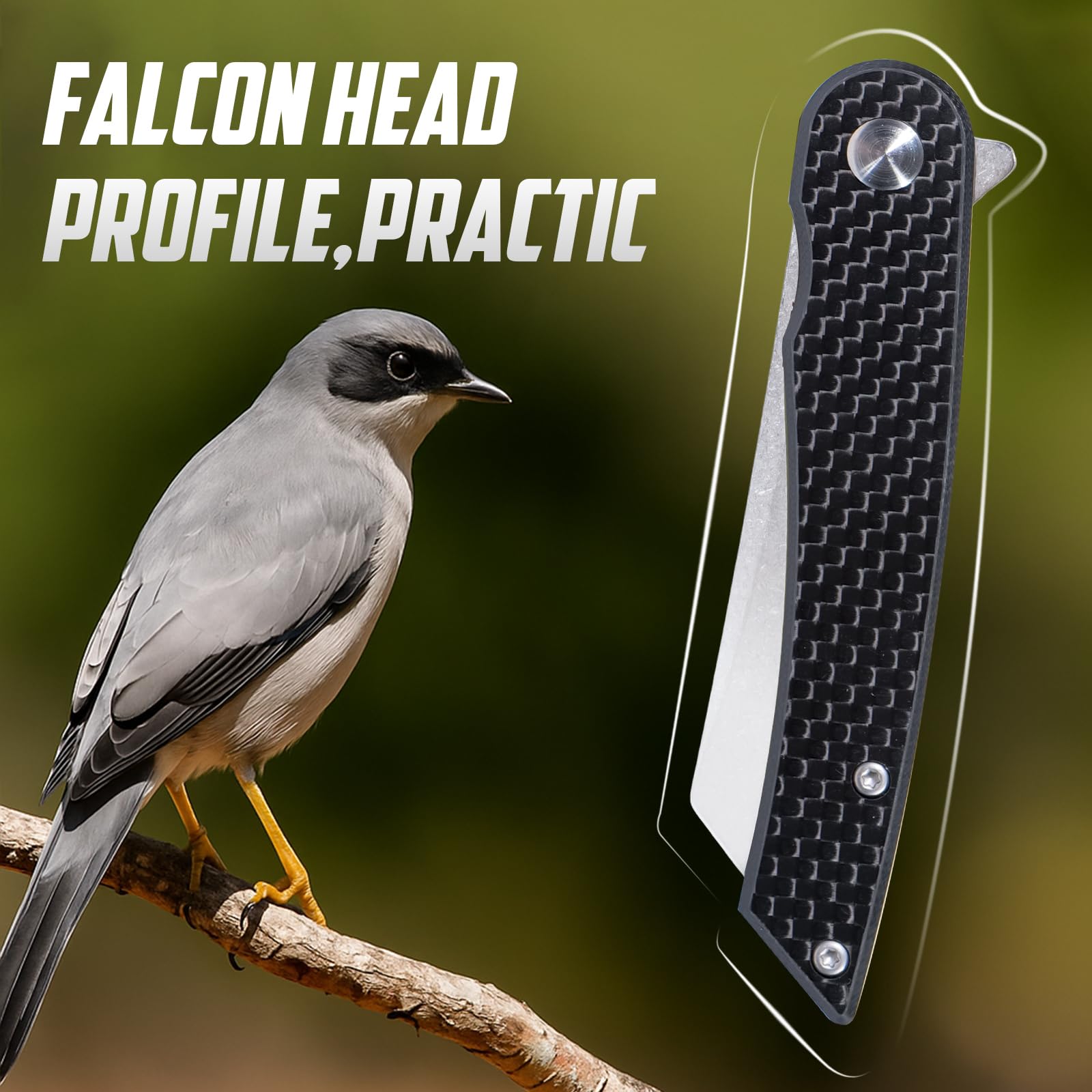 RXLUY Folding Pocket Knife, 2.79” 14C28N Steel Blade Carbon Fibre Handle Flipper Liner Lock Small Praxis EDC Folding Knife, Sharp Camping Outdoor Survival Knives for Men Women (Black)