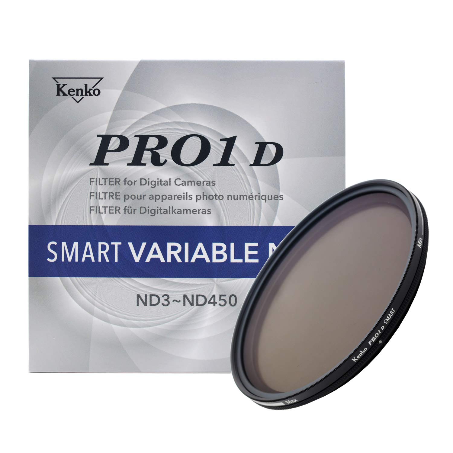 Kenko Photography grey filter PRO1D SMART VARIABLE NDX ND3-ND450 77mm, ND3 to 450 stepless adjustment, For long exposure, For Video recording