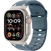 Sport Bands for Apple Watch Ultra 3 2 1 Band 49mm 46mm 45mm 44mm 42mm Women Men,Rugged Wide Silicone Waterproof Wristbands with Metal Adapter Strap for iWatch Series 11 10 9 8 7 6 5 4 SE 3 2,Ultra/3/2