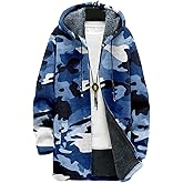 BIVENANT Mens Camo Hooded Cardigan Zip up Long Hoodie Jackets Camouflage Fashion Fleece Hoodies Coats for Men