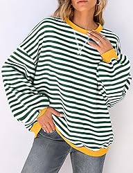 UEU Womens Casual Sweatshirt Striped Pullover Tops
