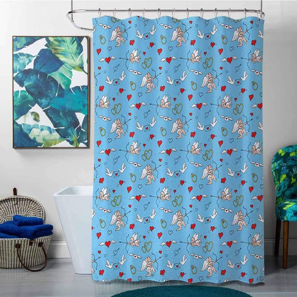 Shower Curtains Fabric Without Hooks Angel,Romantic Love Mythological