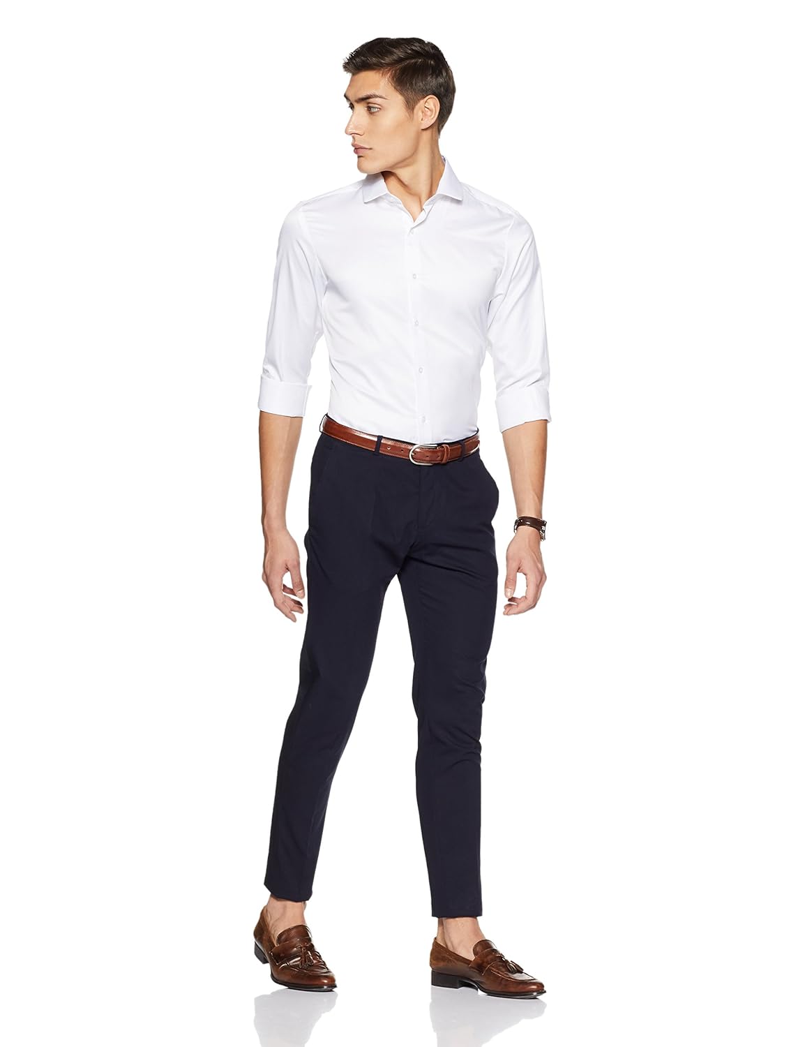 diverse men's solid regular fit cotton formal shirt