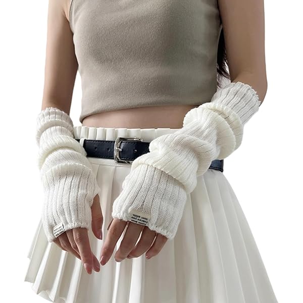 POHADON Fingerless Gloves for Women Long Sleeve Arm Warmers Y2k
