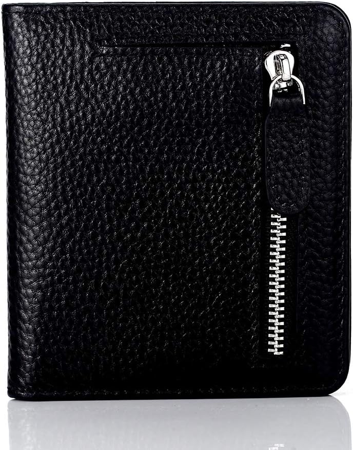 FT FUNTOR Small Wallet for Woman with Card Ladies Bifold Zipper Pocket RFID Blocking Leather Wallet Purse(Black) - Image 4