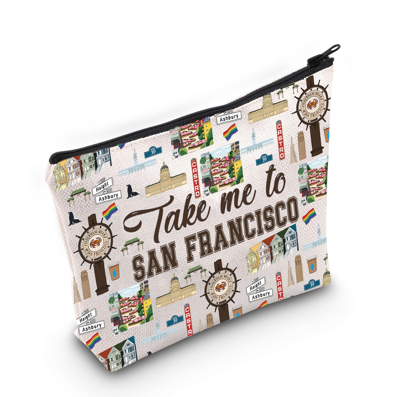 WZMPA San Francisco Travel Makeup Bag San Francisco Souvenirs Gift Take Me To San Francisco Zipper Pouch Bag San Francisco Skyline Gift, Take San Francisco, Fit