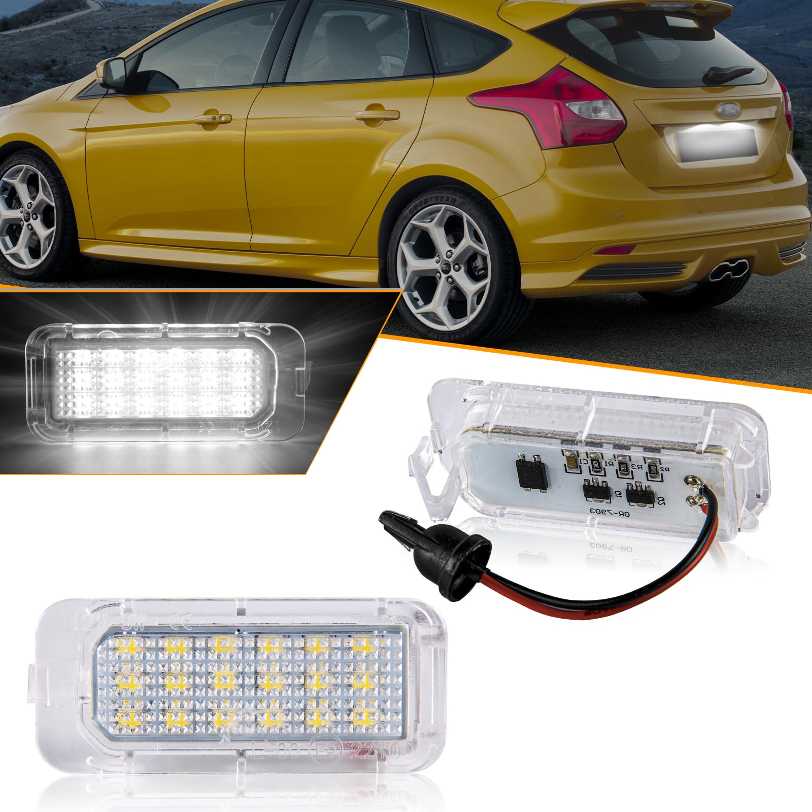 OZ-LAMPE 2pcs LED Number Plate Lights for Ford Fiesta/Galaxy MKIII/C-MAX/Focus MKIII/Jaguar XF/Mondeo/Ranger S-MAX/Kuga, License Plate Lights