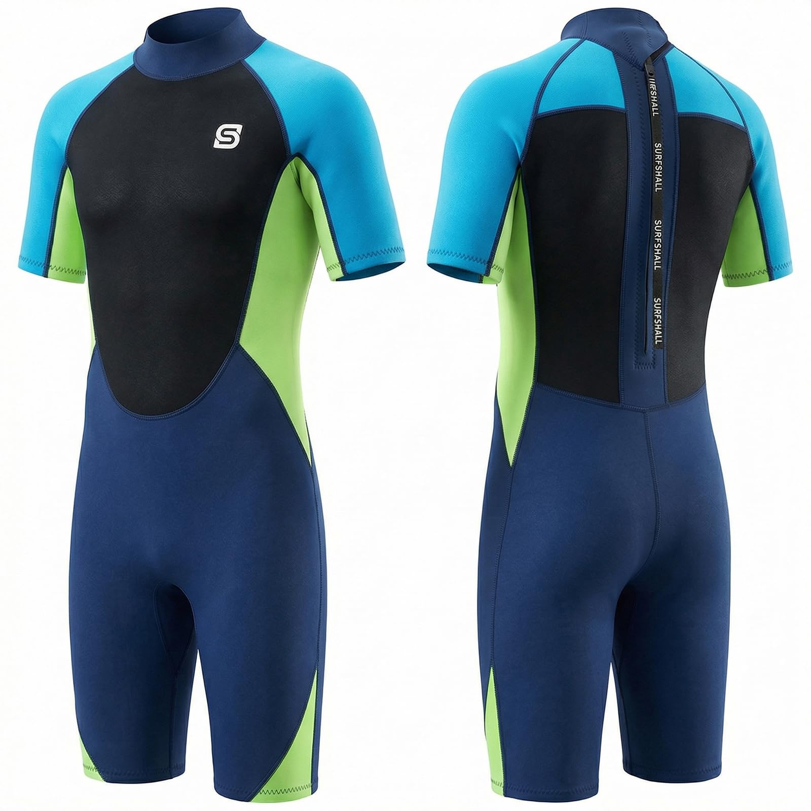 Summshall Kids Wetsuit, 2mm Neoprene Youth Thermal Swimsuit Keep Warm UPF50+ Shorty Wet Suits for Boys Girls Spearfishing,Snorkeling,Surfing, Swimming, Diving