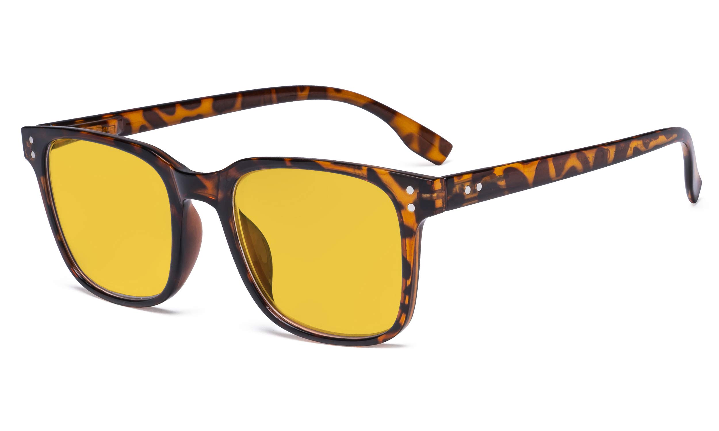 Eyekepper Large Blue Light Blocking Glasses Men Women - Anti Digital Glare UV Ray Square Computer Eyeglasses with Amber Tinted Filter Lens - Tortoise