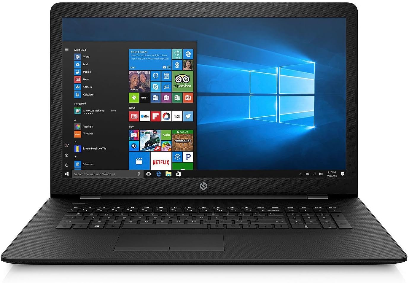 HP premium 17.3" HD+ business Laptop, Intel Core i5-7200U 2.5 Ghz, 1TB HDD, 8GB DDR4, DVD-RW, 802.11bgn Wi-Fi, Bluetooth, HDMI, USB 3.0, Ethernet, Stereo speakers, Card Reader, HD Graphics 620, Win 10