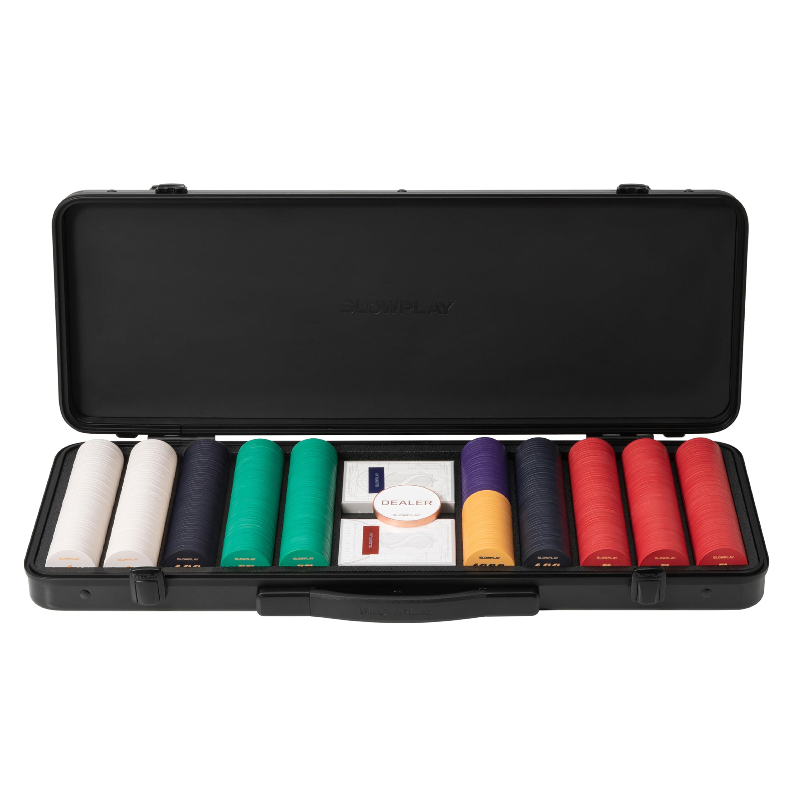 SLOWPLAY Godel Ceramic Poker Chips Set for Texas Hold'em, 500 PCS [with Numbered Values], 39mm & 10g Each | Features a High-end Chip case with Extra Durable German Polycarbonate Shell — image 1