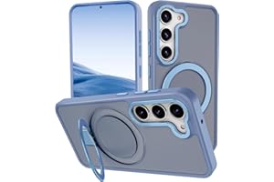 STERKER Magnetic Ring Stand for Samsung Galaxy S23 + Case [Military Grade Drop Protection][Compatible with Magnetic] with Kickstand, Matte Translucent Slim Case for S23 Plus, Light Blue