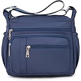 F.FETIVIN Women Floral Shoulder Handbag Roomy Multiple Pockets Bag Ladies Crossbody Lightweight Nylon Travel Purses