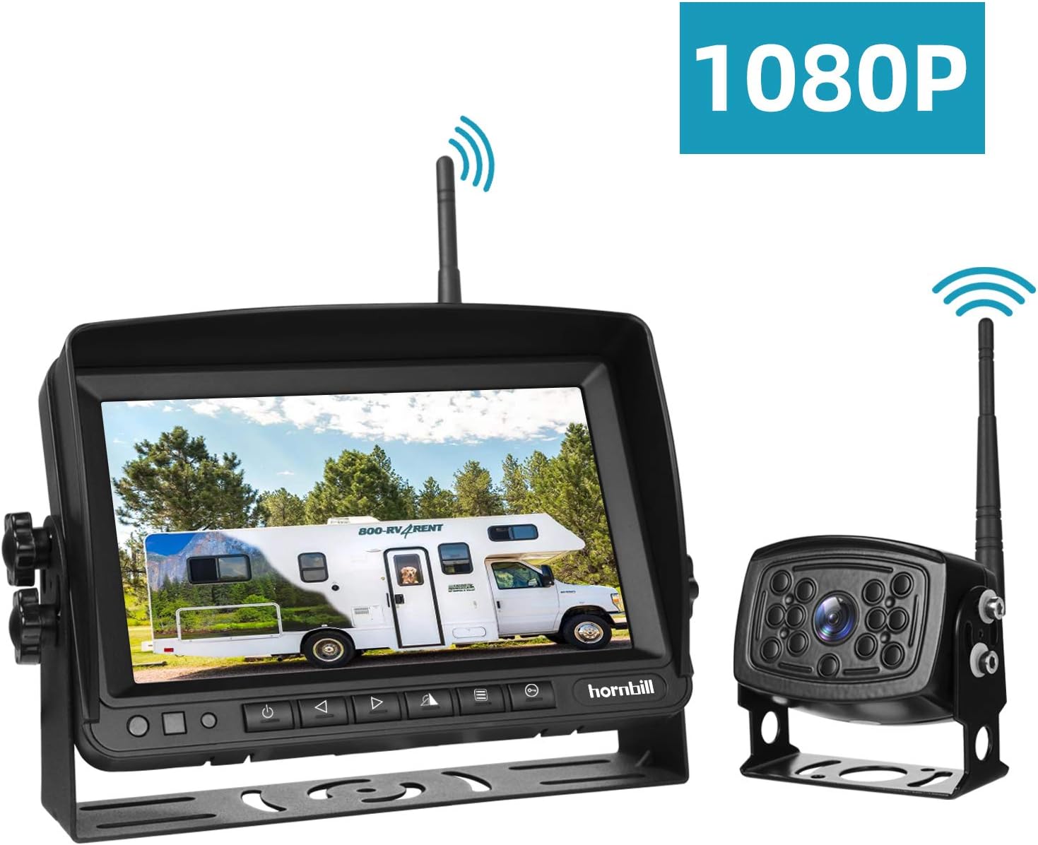 Wireless Backup Camera Monitor Kit, Reversing Rear View Camera System and Monitor Kit 7 inches, IP69 Waterproof Pickup Reverse Camera with Night Vision -1080P Transmission