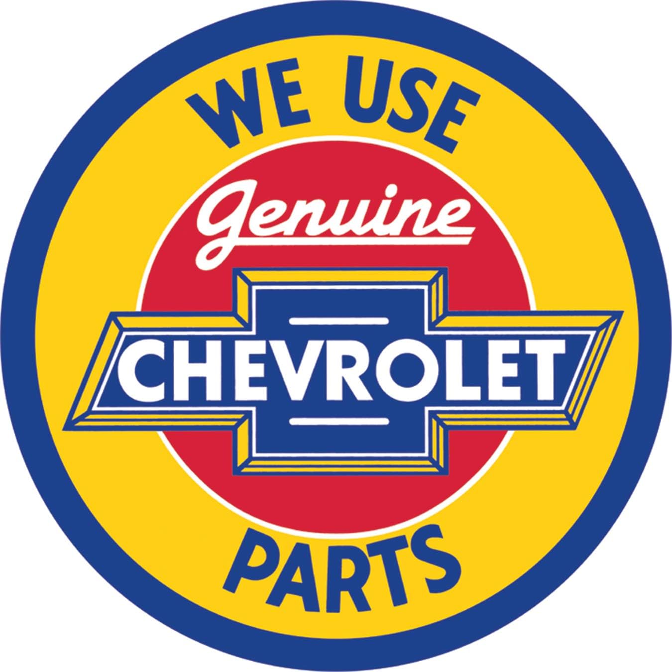 Desperate Enterprises Chevrolet Genuine Parts Round Tin Sign, 11.75" Diameter