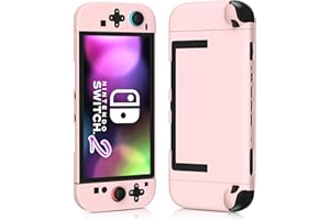 PAWDIARY Pure-Pink Dockable Case for Nintendo Switch 2 (New 2025), Ultra-Thin PC Console & Controller Grip Switch 2 Skin Protector, Waterproof Design Cute Girly Switch 2 Hardshell