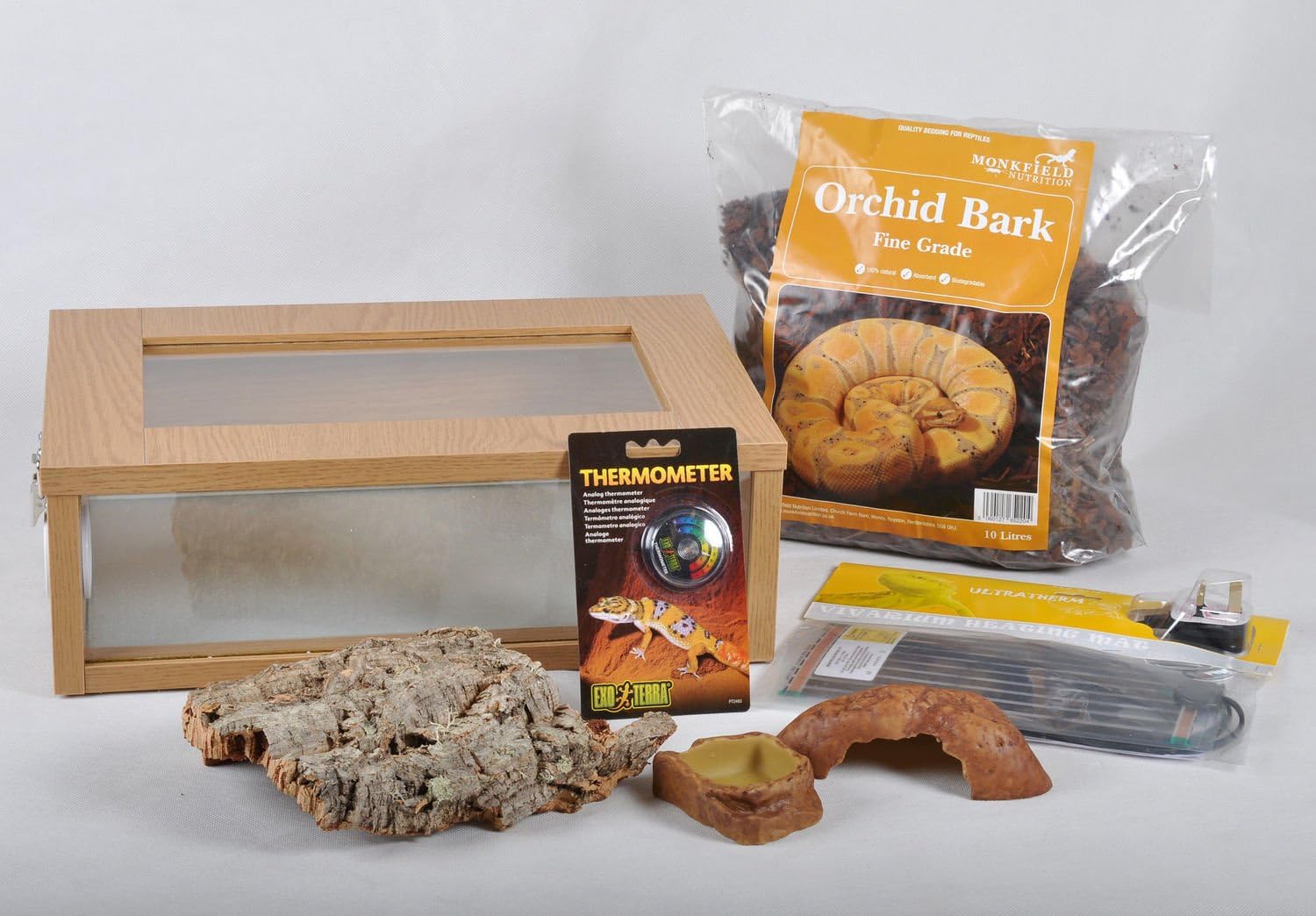 The Pet Express Small Royal Python/Ball Python Starter Kit Monkfield Vivarium Oak (18 Inch) For Leopard Gecko/Corn Snake/King Snake/Milk Snake/Ball Python/Royal Pytho