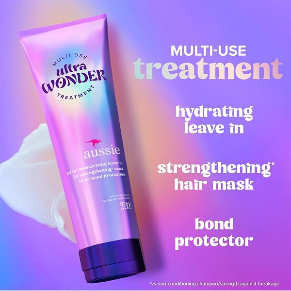 AUSSIE ULTRA WONDER TREATMENT LEAVE-IN AND PRE-WASH, WITH AMINO ACIDS, FOR ALL HAIR TYPES AND CURLS, 8OZ