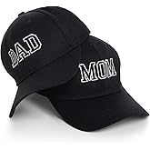 hoyuwak 2 PCS Mom and Dad Hats New Parents Embroidered Baseball Mom Dad Caps Hats for New Couples Black