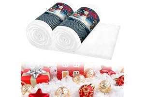 Vellibring 2 Roll Christmas Fake Snow Blanket，2.79 * 7.9 FT Thick Artificial Blanket for Christmas Village Display Xmas Decorations Fluffy Christmas Tree Base Cover Winter Wonderland Decorations