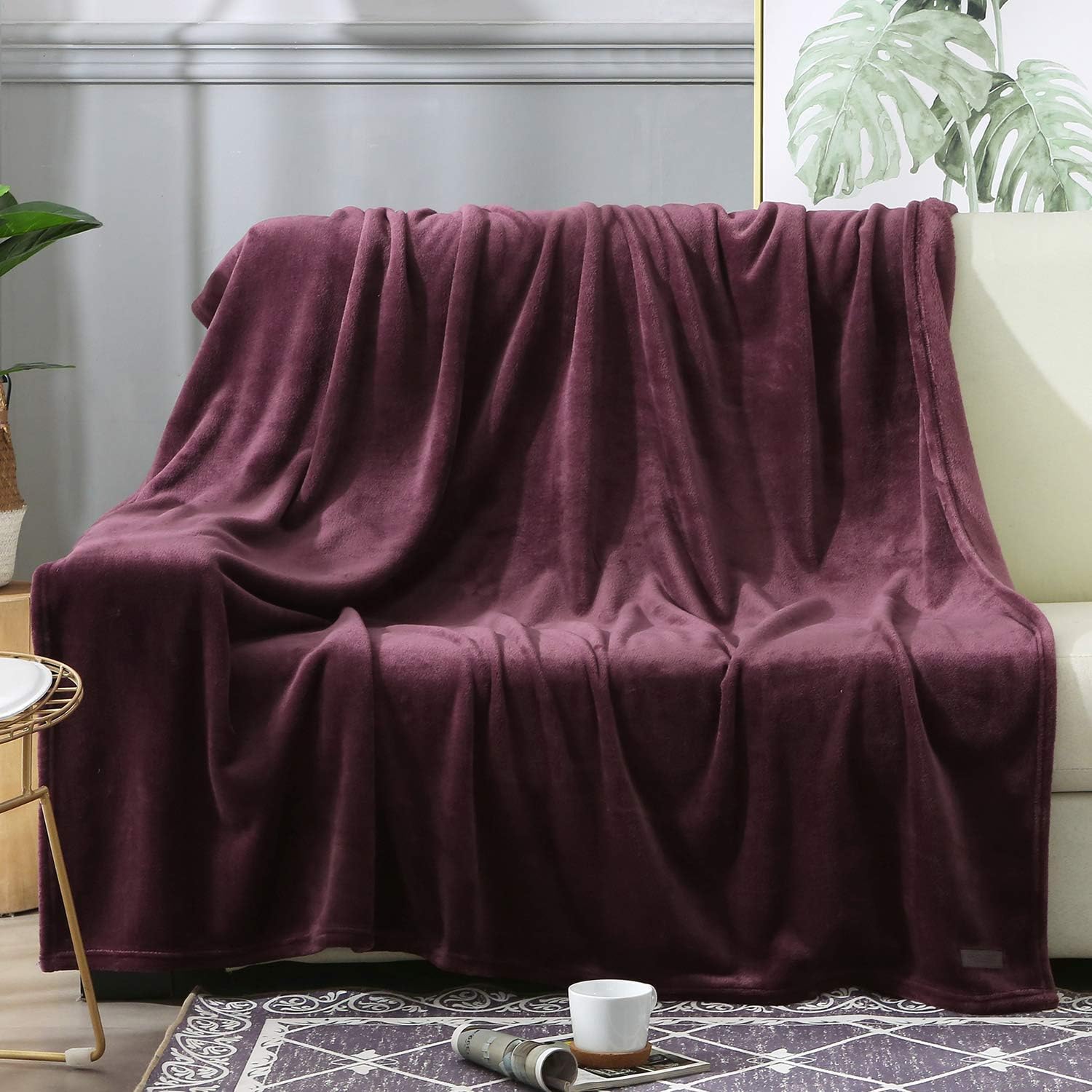 BEAUTEX Fleece Blanket Twin Size Grey Blanket Throw Super Soft Flannel Blanket Lightweight Fuzzy Plush Blanket for Couch Sofa or Bed All Seasons (Graphite Grey, 60" x 80"): Kitchen & Dining