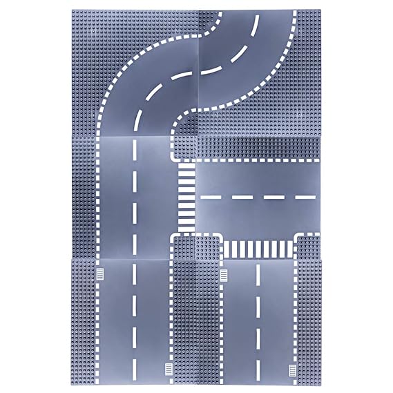 YVSoo 6er Platte Set für Lego Stadtleben, Legofans - Bauplatten Straße für Straßen, Städte, Garagen und Mehr